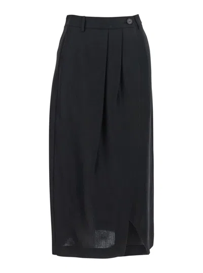 TELA 'NILLA' BLACK SKIRT WITH PENCES ON THE FRONT AND SINGLE SLIT ON THE FRONT