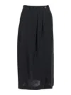 Tela Nilla Black Skirt With Pences On The Front And Single Slit On The Front In Viscose And Linen Blend W In Black