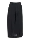 TELA NILLA BLACK SKIRT WITH PENCES ON THE FRONT AND SINGLE SLIT ON THE FRONT IN VISCOSE AND LINEN BLEND W