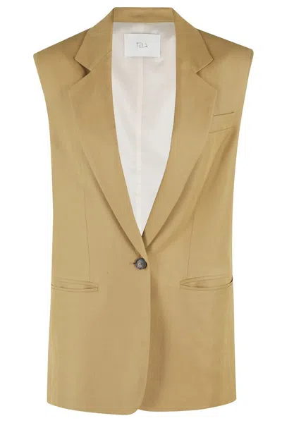 TELA NOTO BUTTON-CLOSURE GILET WITH FRONT POCKETS