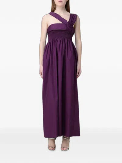 Tela One-shoulder Shirred-waist Dress In Multi