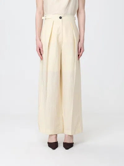 Tela Pants  Woman Color Yellow In Neutral