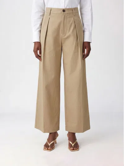 Tela Pants Woman Color Beige In Black