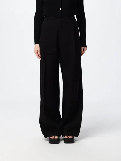 Tela Wide Twill Trousers In Black