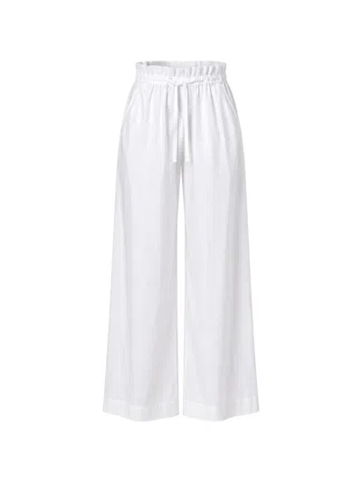 Tela Paperbag-waist Drawstring Palazzo Pants In White