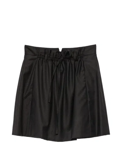 Tela Paperbag-waist Drawstring Skirt In Black