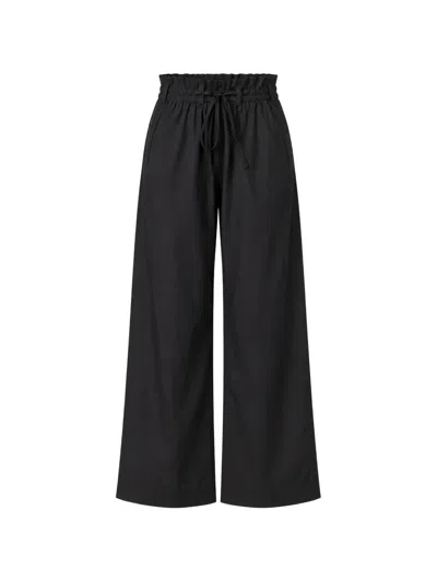 Tela Paperbag-waist Wide-leg Trousers In Black