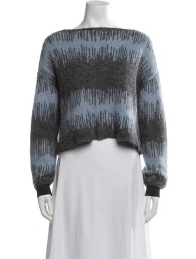 Pre-owned Tela Patterned Crew Neck Sweater In White