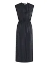 Tela Rigo Midi Dress With Flattering Neckline In Blue
