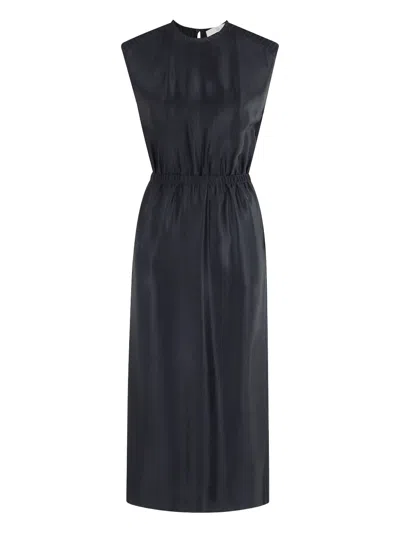 TELA PINSTRIPE SHOULDER-PADDED DRESS