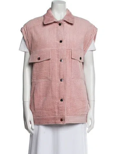 Pre-owned Tela Plaid Print Vest W/ Tags In Pink