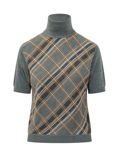 Tela Plaid Turtleneck Knit Sweater In Fantasia