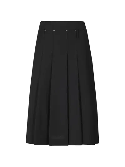 Tela Pleated Belt-loop Midi Skirt In Black
