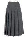 Tela Pleated Frayed-edge Midi Skirt In Gray