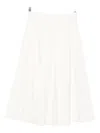 Tela Pleated Frayed-edge Midi Skirt In Neutral