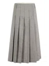 Tela Pleated Fringed Midi Skirt In Gray