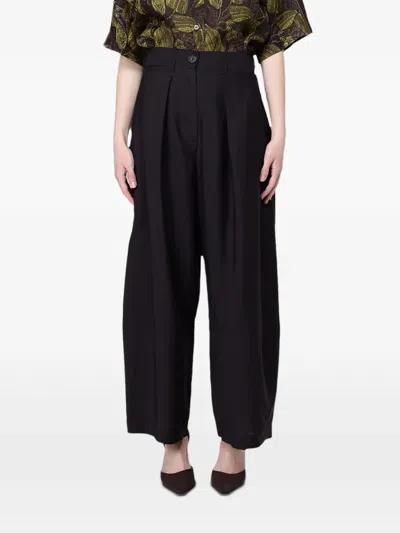 Tela Pleated Twill Palazzo Pants In Black