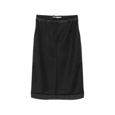 Tela Pleated Virgin Wool Skirt In Black