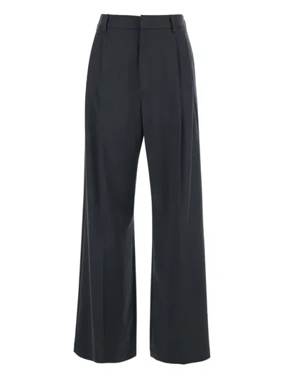 Tela Pleated Wide-leg Trousers In Black