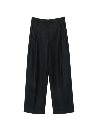 Tela Pleated Wide-leg Trousers In Black
