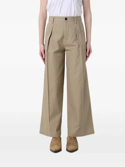 Tela Pleated Wide-leg Trousers In Neutral
