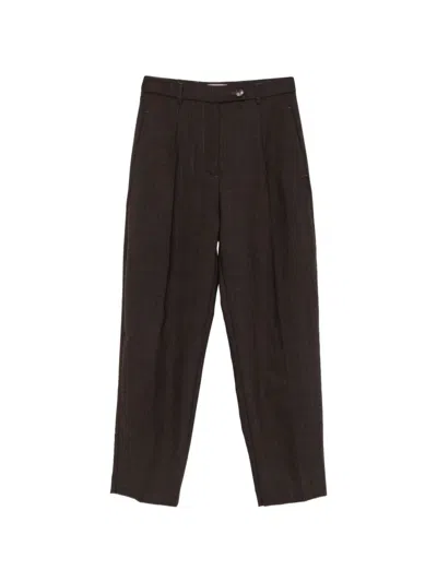 Tela Pleated Wool Trousers In Brown