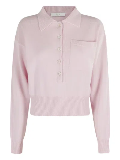 Tela Polo-neck Pocket Sweater In Pink