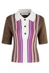 Tela Multicolor Purple Polo With Classic Collar And Buttoned Neckline In Multi