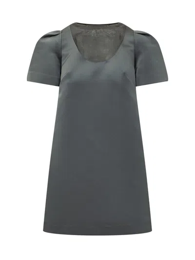 Tela Puff Sleeve Mini Dress In Grigio Scuro