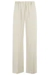 Tela Relaxed-fit Pants With Elastic Waistband And Angled Pockets In White