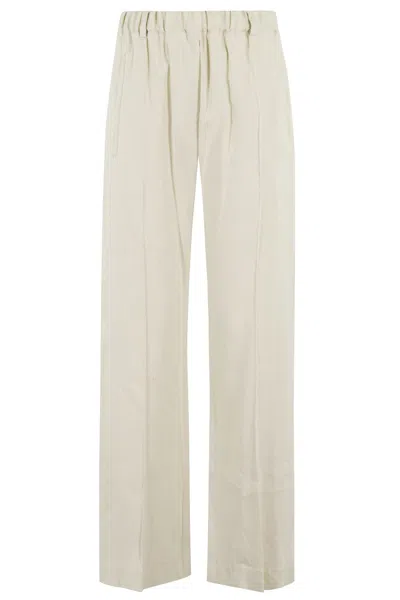 Tela Relaxed-fit Pants With Elastic Waistband And Angled Pockets In White