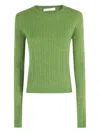 Tela Ribbed-knit Crew-neck Sweater In Green