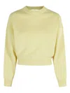 Tela Kebria Pattern Merino Wool Sweater With Batwing Sleeves In Yellow