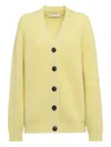 Tela Ribbed Knit Cardigan With V-neckline And Textured Finish In Yellow