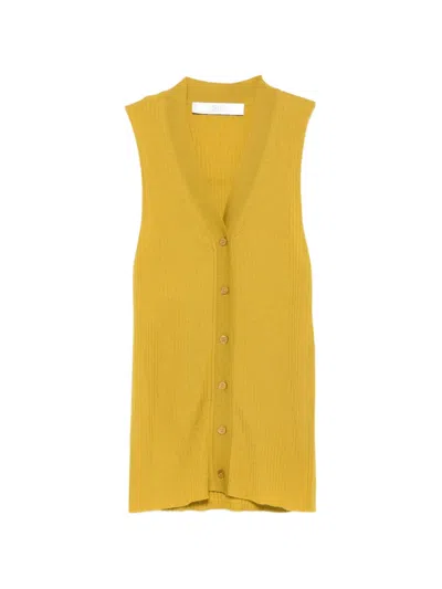 Tela Ribbed-knit V-neck Vest In Yellow