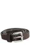 Tela Rick Belt With Studded Applications In Canvas And Suede In Brown