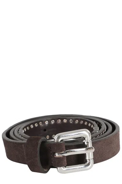 TELA RICK BELT WITH STUDDED APPLICATIONS IN CANVAS AND SUEDE