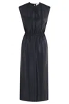 Tela Rigo Midi Dress With Flattering Neckline In Black