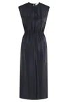 Tela Rigo Midi Dress With Flattering Neckline In Blue