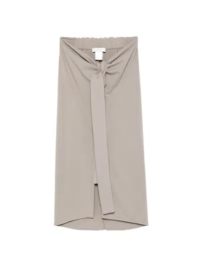 Tela Rolling/jrs Knot Slit Midi Skirt In Gray