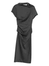 Tela Ruched-detail Midi Dress In Gray
