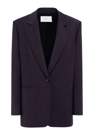 Tela Sartorial Blazer  Dark Purple Monopetto In Technical Wool