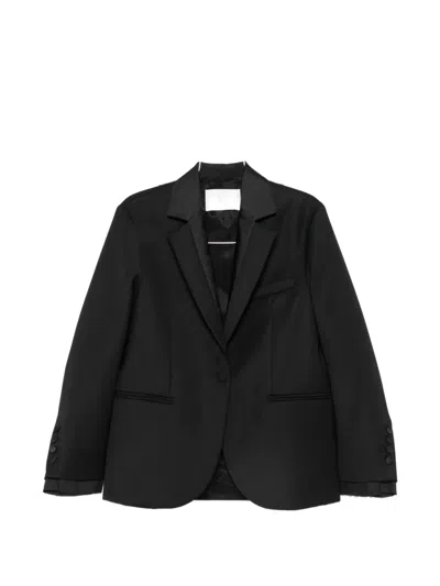 Tela Satin-trim Single-breasted Blazer In Black