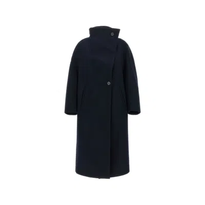 Tela Scott Asymmetrical High-neck Coat In Blue