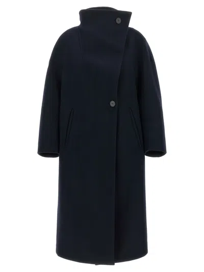 Tela Scott Asymmetrical High-neck Coat In Black