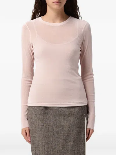 Tela Sheer Long-sleeve T-shirt In Pink