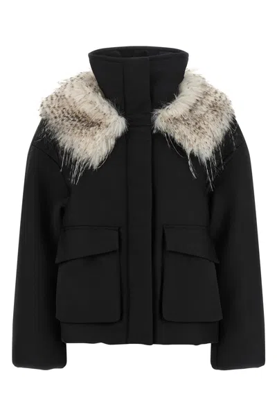 Tela Short Coat - Faux Fur Collar Detail In Gray