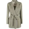 Tela Double-breasted Linen Blend Blazer With Removable Waist Tie