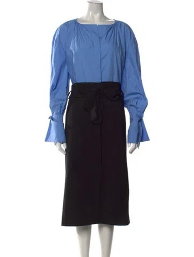 Pre-owned Tela Silk Midi Length Dress In Black