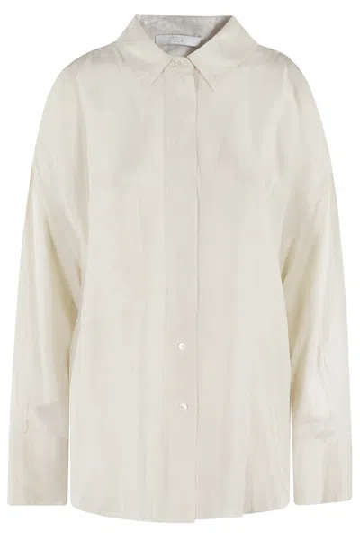 Tela Silk Split Shirt In Neutrals